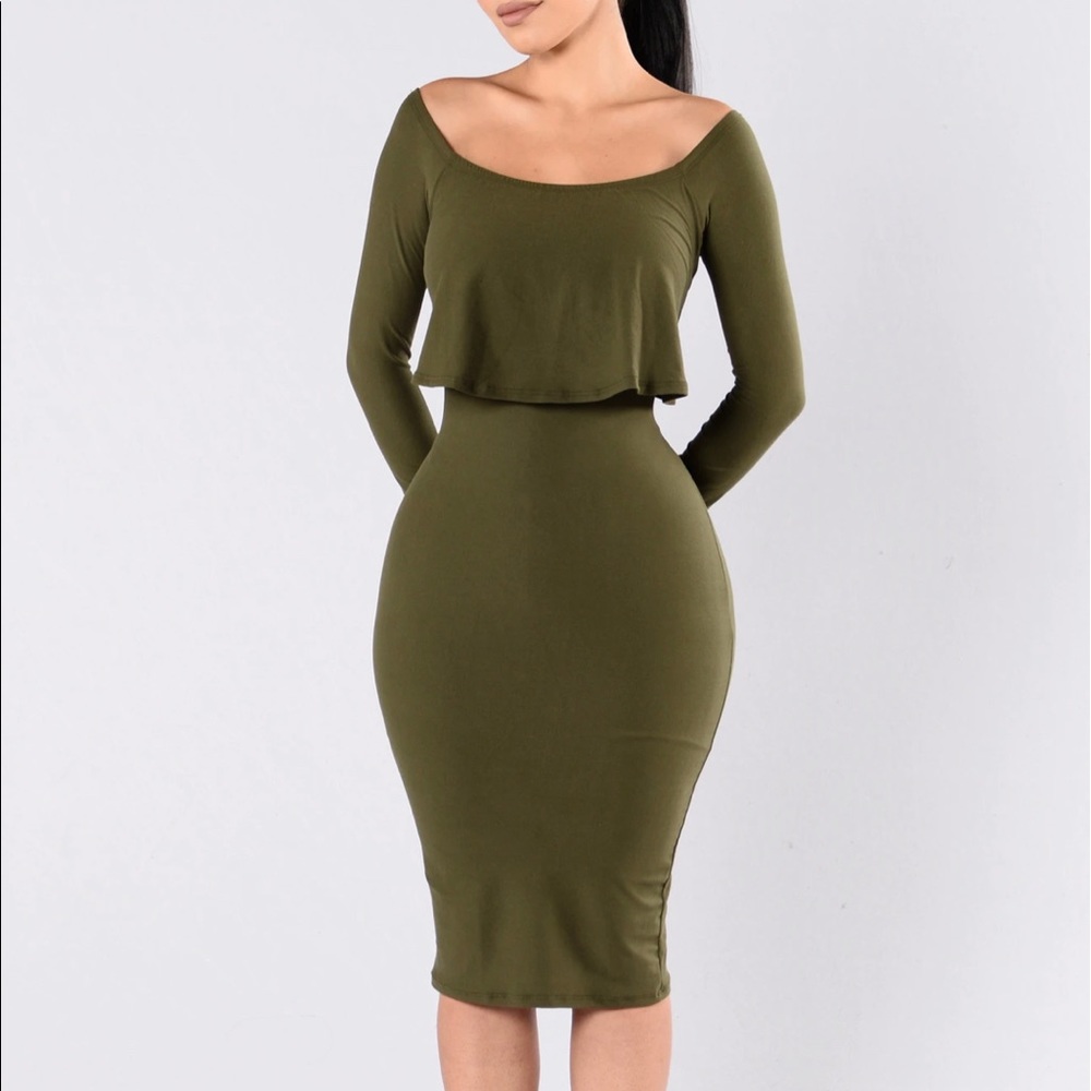 Fashion Nova Off Shoulder Fitted Dress